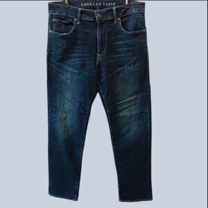 American Eagle Next Level Flex Mens Slim Straight Jeans Size 34x30 Light Blue De